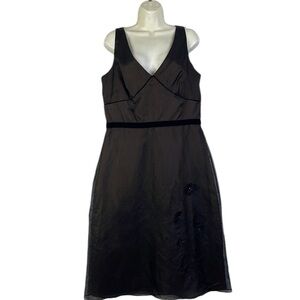 MAGGY LONDON Brown Knit Sleeveless  Lined Dress Silk 100% size 14